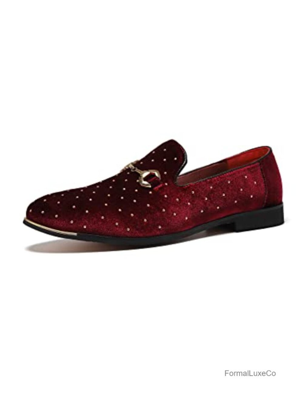 Mens Suede Loafers Slip-On Dress Shoes Gold Rivet Party Dancing